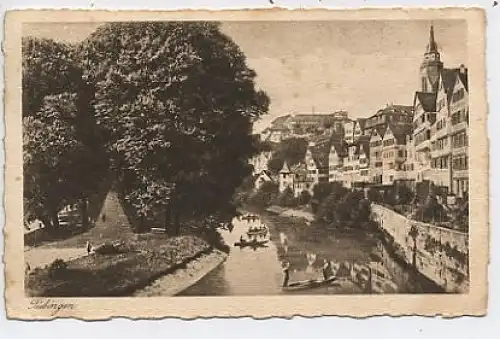 Tübingen Neckaransicht mit Platanenallee gl1926 37.445