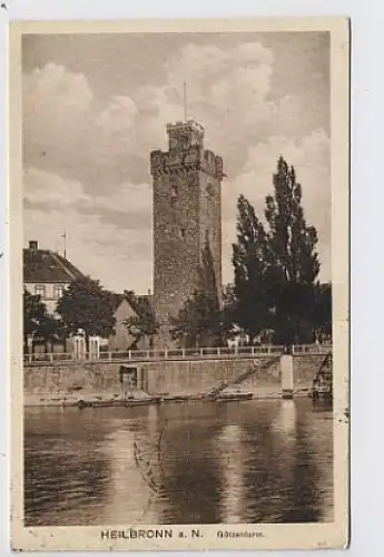 Heilbronn Götzenturm vom Neckar aus feldpgl1916 34.414