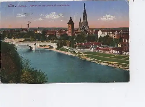 Ulm a.D Partie bei neuer Donaubrücke feldpgl1916 46.199