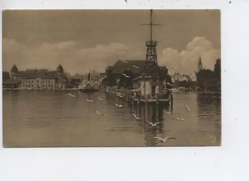 Konstanz a.B Möwen vor Hafen-Leuchtturm gl1918 46.378