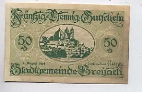 Breisach Gutschein Fünfzig Pfennig 1919 34.302