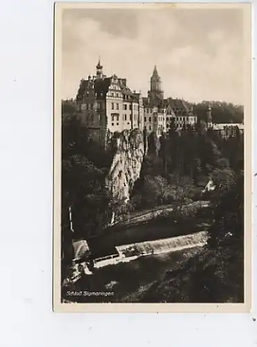 Sigmaringen Schloß über dem Donau-Wehr gl1933 46.578