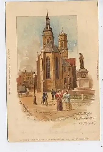 Stuttgart Stadtkirche Schillerdenkmal gl1898 38.070