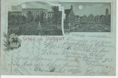 Stuttgart Mondscheinlitho Marktplatz gl1899 61.967