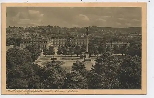 Stuttgart Schloßplatz mit neuem Schloß gl1928 37.671