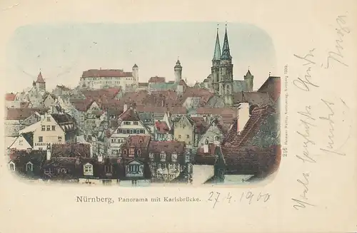 Nürnberg Panorama mit Karlsbrücke gl1900 124.416