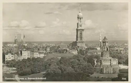 Hamburgs Türme und Bismarckdenkmal gl1935 105.100