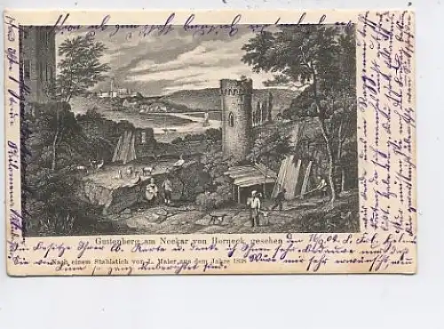 Guttenberg am Neckar von Horneck gesehen gl1904 43.574