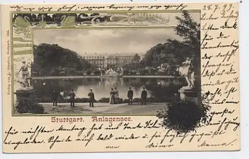 Stuttgart Neues Schloß mit Anlagensee gl1899 37.661