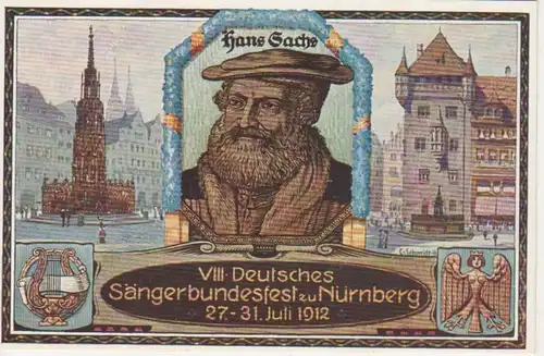 Nürnberg 8. Sängerbundesfest 1912 H. Sachs ngl 74.425