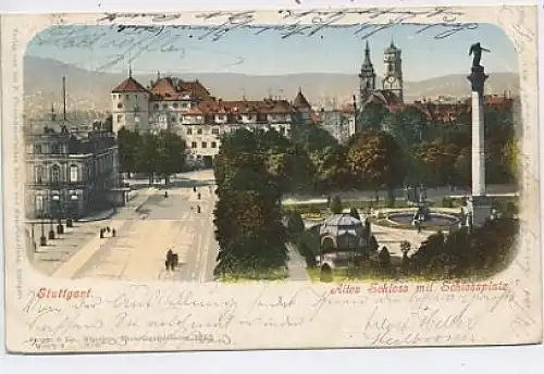 Stuttgart Altes Schloss mit Schlossplatz gl1902 38.032