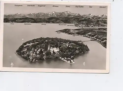 Insel Mainau Bodensee Luftbild m.Alpen gl1953 46.183