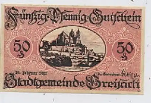 Breisach Fünfzig Pfennig Gutschein 1923 34.099