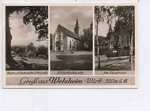 Gruß aus Welzheim Galluskirche Feuersee gl1952 43.446