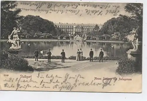 Stuttgart Neues Schloss mit Anlagensee gl1904 38.053