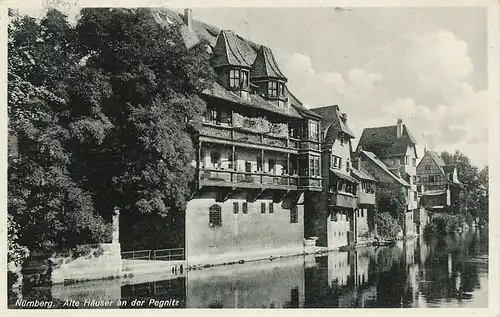 Nürnberg alte Häuser an der Pegnitz gl1940 124.583