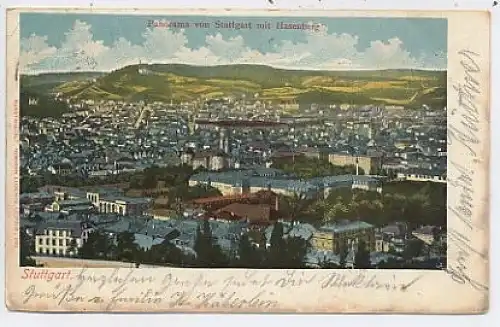 Stuttgart Panorama mit Hasenberg gl1902 38.174