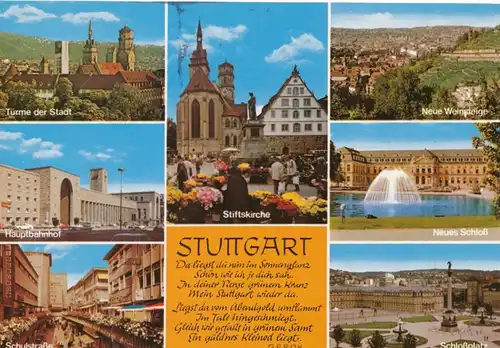 Stuttgart Mehrbildkarte + Vers von Gerok gl1984 110.122