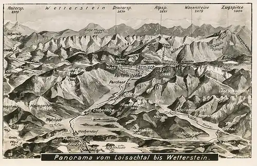 Loisachtal bis Wetterstein Panorama ngl 128.077