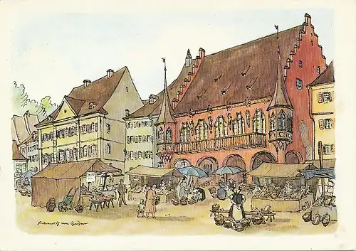 Freiburg Kaufhaus Künstler-AK H. v. Geyer ngl 134.436