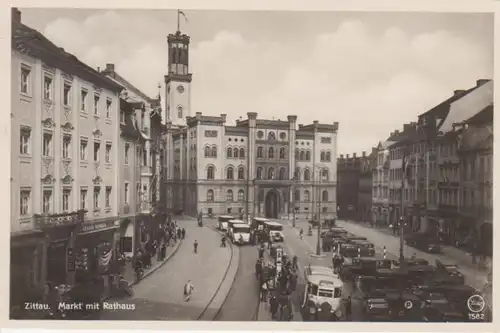 Zittau Markt mit Rathaus gl1936 84.443