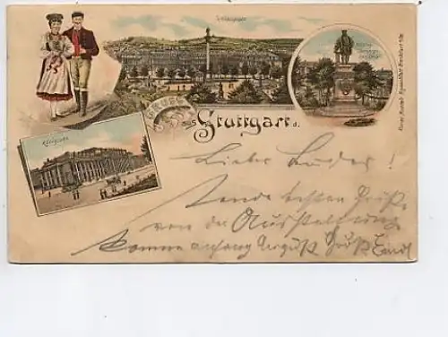 Gruss aus Stuttgart Litho 4 Bilder gl1896 43.069