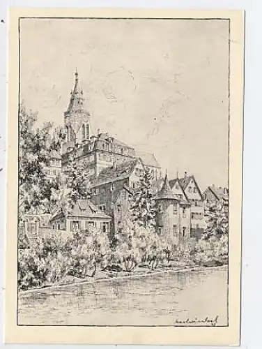 Tübingen Stiftskirche Zeichnung v. K. Winkel ngl 41.944