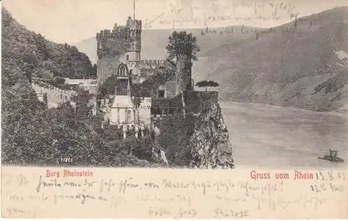 Gruss vom Rhein! Burg Rheinstein gl1903 24.310