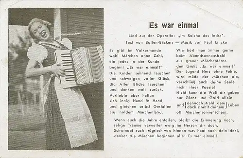 Es war einmal, Operette Reich Indra feldpgl1942 110.588