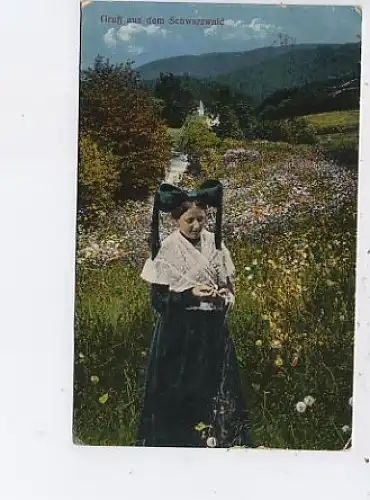 Gruß aus dem Schwarzwald Frau in Tracht ngl 43.253