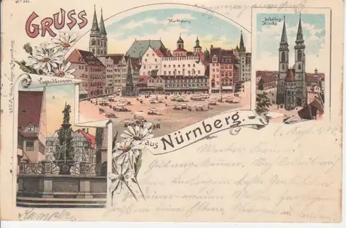 Nürnberg Litho Mehrbildkarte gl1897 75.092