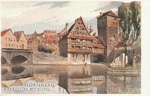 Nürnberg Maxbrücke mit Burg ngl 124.514