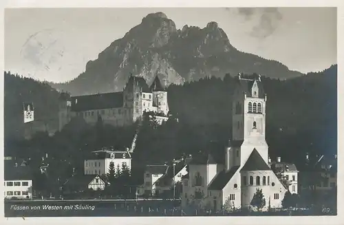 Füssen von Westen mit Säuling gl1930 123.302