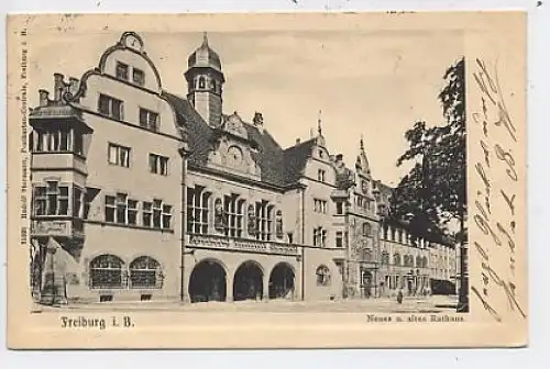 Freiburg i.B. Neues und Altes Rathaus gl1904 42.105