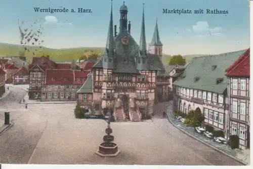 Wernigerode Marktplatz mit Rathaus gl1937 91.134