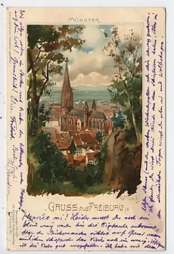 Freiburg Münster Münch-Künstlerkarte gl1899 42.593