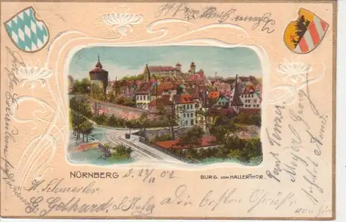 Nürnberg Burg vom Hallertor Prägekarte gl1902 75.072