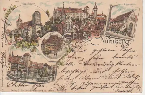 Nürnberg Litho Mehrbildkarte glca.1900 75.091