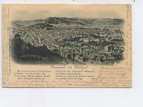 Stuttgart Panorama mit Gerok-Versen gl1899 43.062