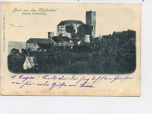 Gruß a.d. Neckartal Schloß Guttenb. bahnpgl1897 43.804