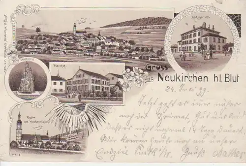 Neukirchen hl. Blut Litho Mehrbildkarte gl1899 76.479