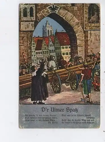 Ulm a.D. D'r Ulmer Spatz mit Vers gl19 43.085