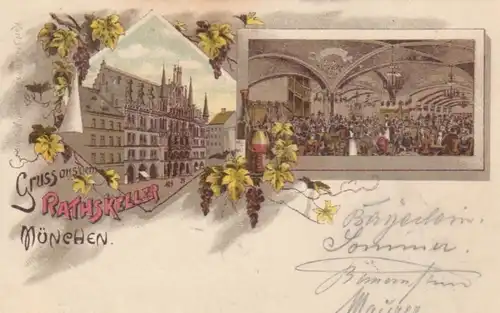 München Litho Gruß aus dem Rathskeller gl1898 77.560
