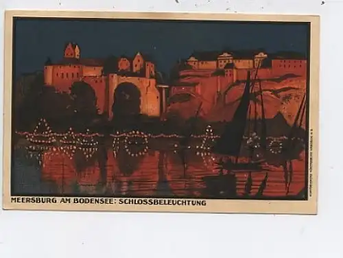 Meersburg a.B. Schlossbeleuchtung Künstl.-AK ngl 42.898