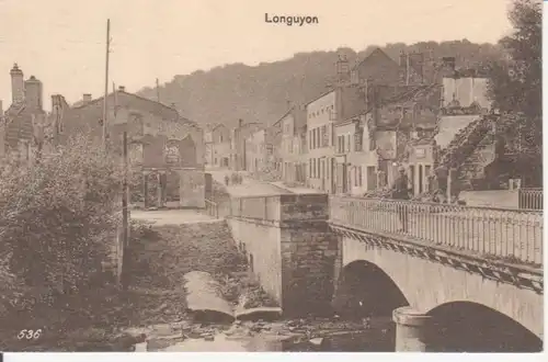 Longuyon Brücke Häuser zerstört feldpgl1916 200.801