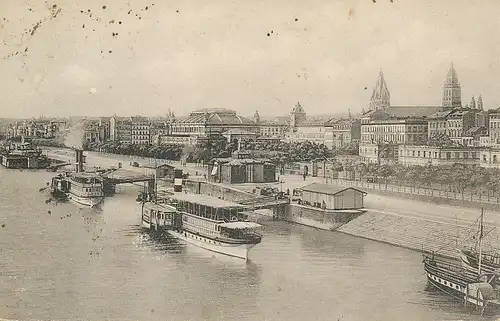 Mainz Rheinansicht mit Stadthalle + Dom gl1921 130.688