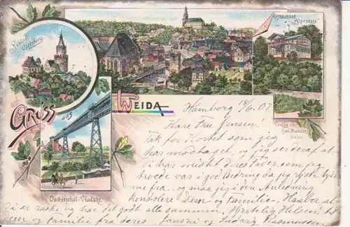 Weida Osterburg Viadukt Alpenrose Totale gl1907 89.993