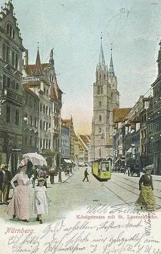 Nürnberg Königstraße mit Lorenzkirche gl1907 124.554