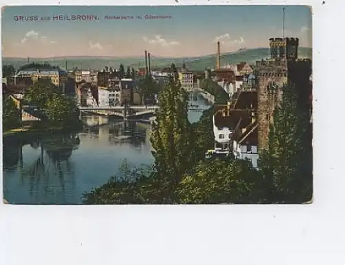 Heilbronn Neckarpartie mit Götzenturm ngl 44.359