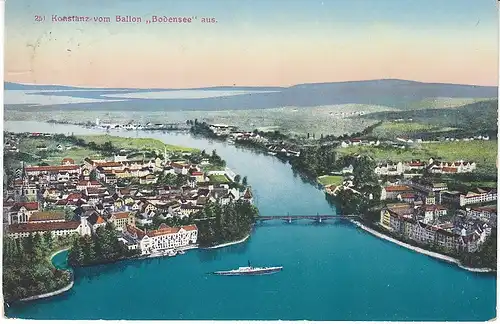 Konstanz a.B. vom Ballon Bodensee aus gl1914 49.951